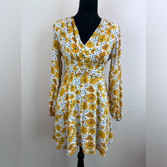 Anthropologie Dresses & Skirts - Vera For Anthropologie Buttercup Long Sleeve Elasticized Cuff Mini Dress Size S